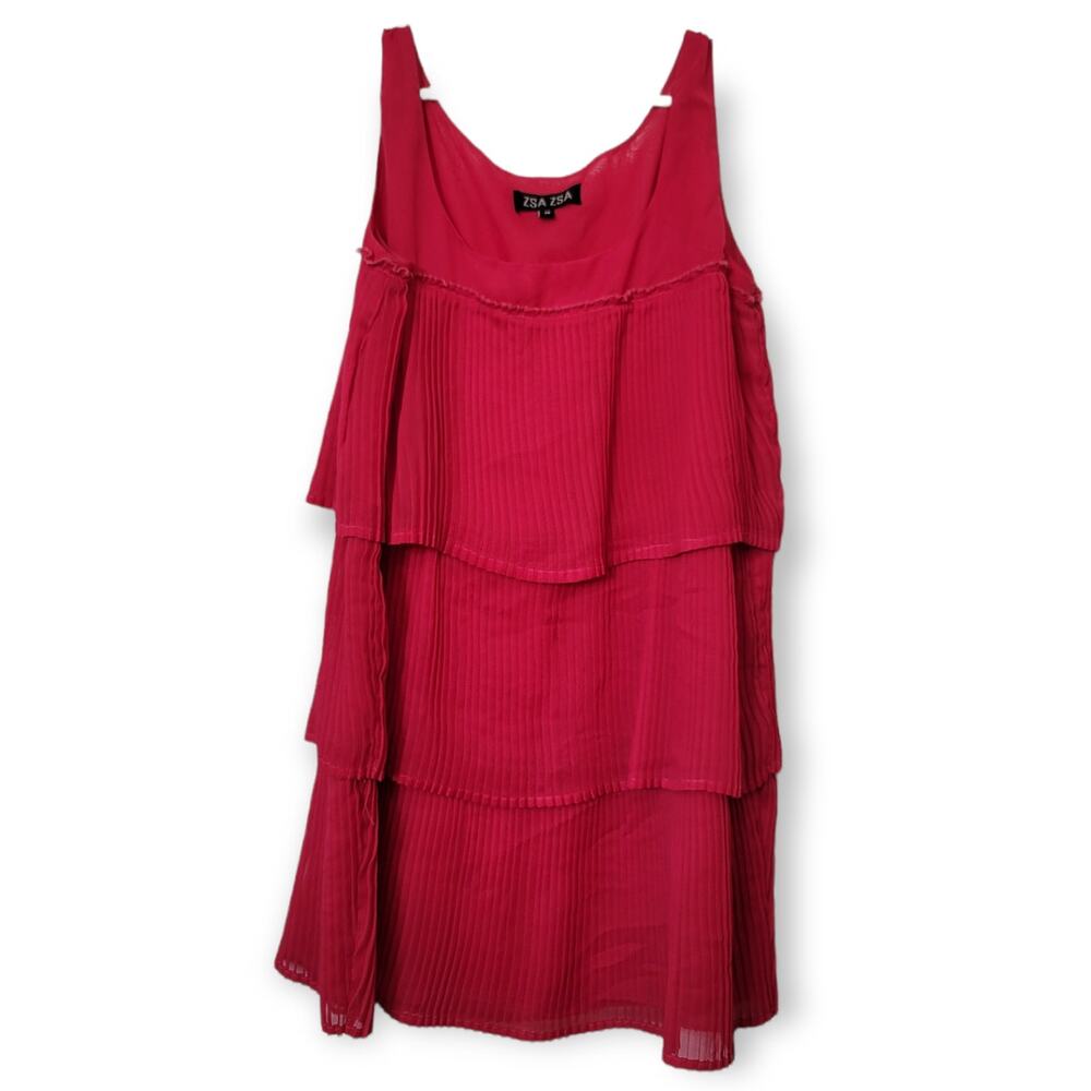 Y2K Vintage Zsa Zsa Layered Pink Ribbed Sleeveless Mini Dress Size MEDIUM